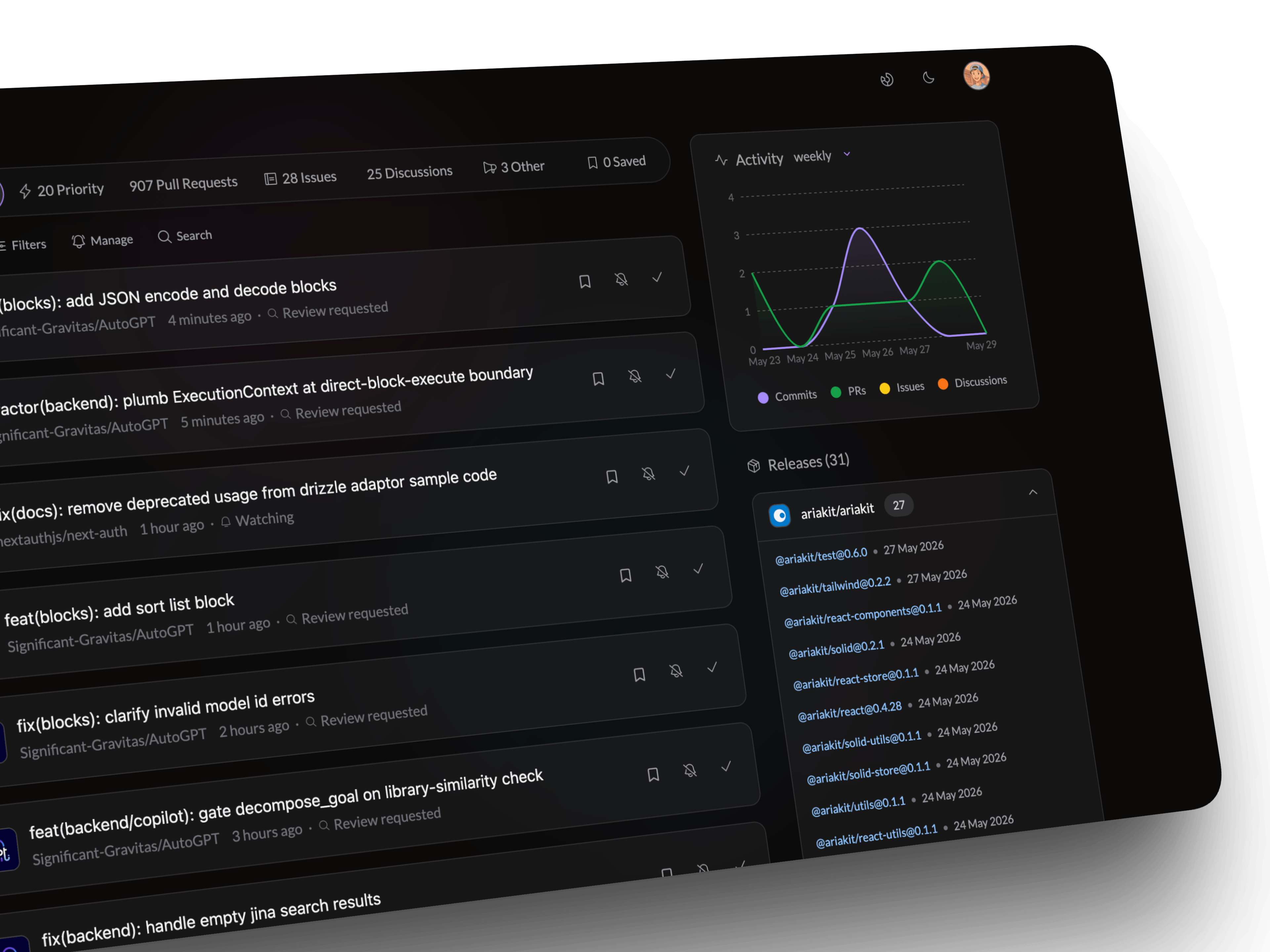 The Persian notifications dashboard